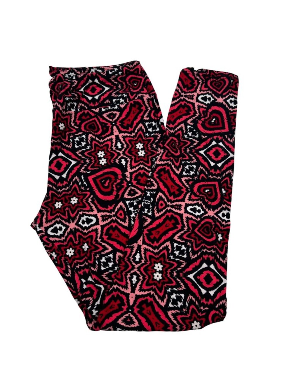 Vintage Lularoe Tall & Curvy Valentines Print Leggings Black Red Pink TC New HTF